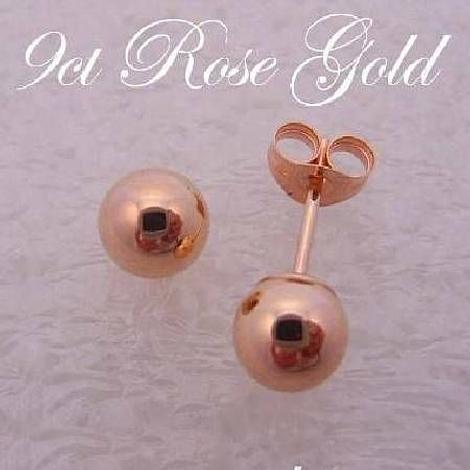 9ct Rose Gold 6mm Ball Stud Earrings