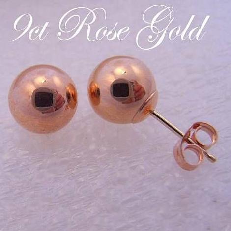 9ct Rose Gold 8mm Ball Stud Earrings