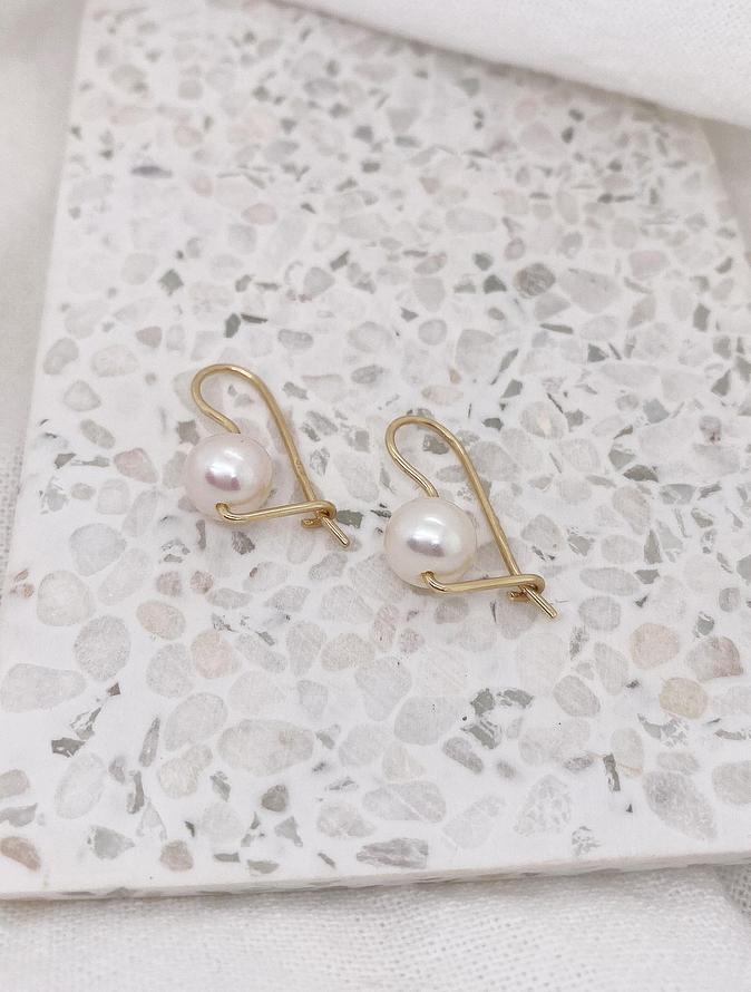 9ct Yellow Gold Euroball Design 8mm Freshwater Pearls Designer Earrings