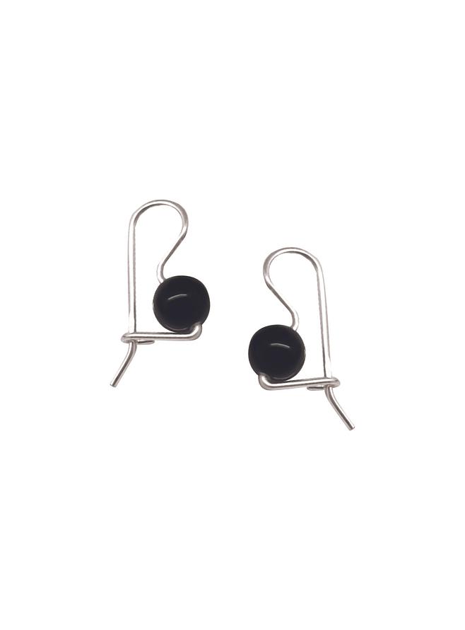 Sterling Silver Euroball Design 8mm Black Onyx Earrings