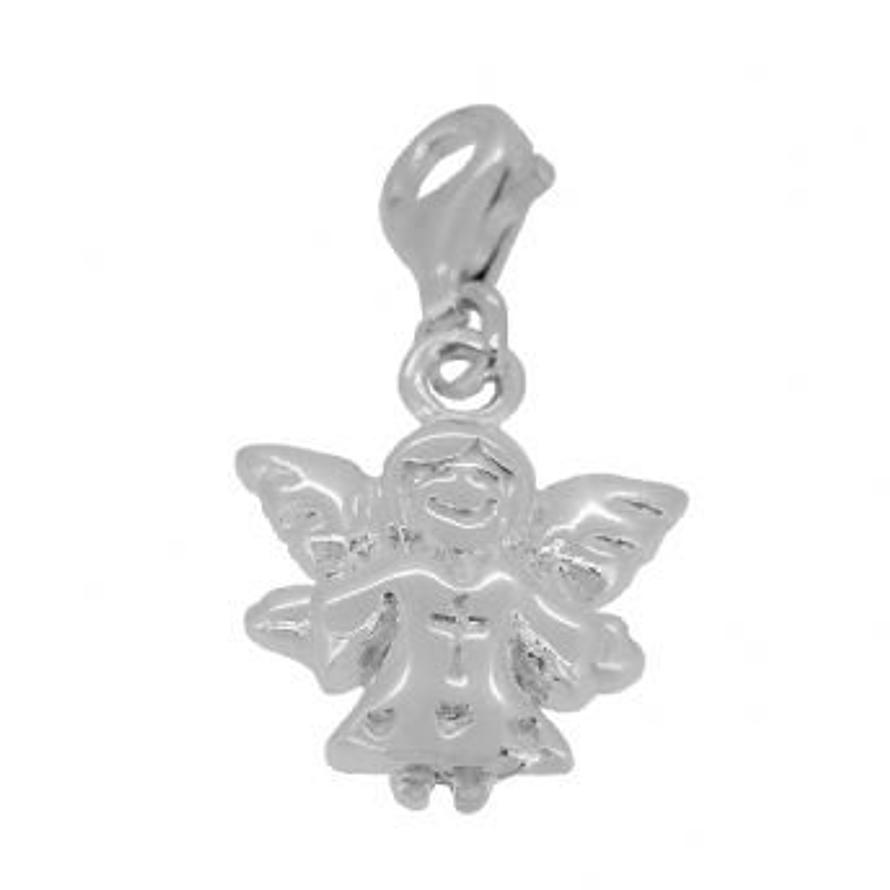 STERLING SILVER 13mm x 18mm GUARDIAN ANGEL CLIP ON CHARM