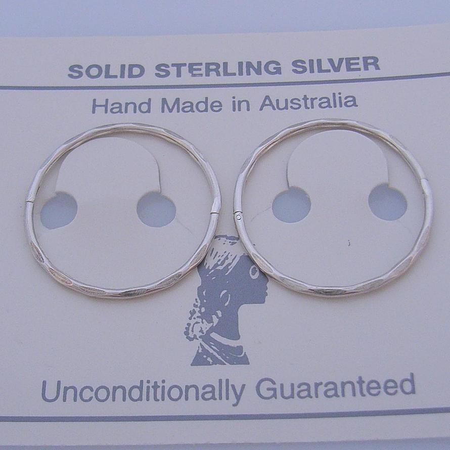 Sterling Silver Facet 20mm Hinged Sleeper Hoop Earrings