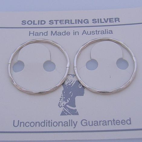 Sterling Silver Facet 20mm Hinged Sleeper Hoop Earrings