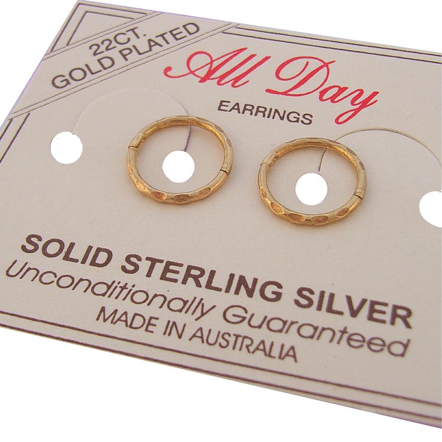 Micro 8mm Facet Gold Plated Hinged Sleeper Hoop Earrings