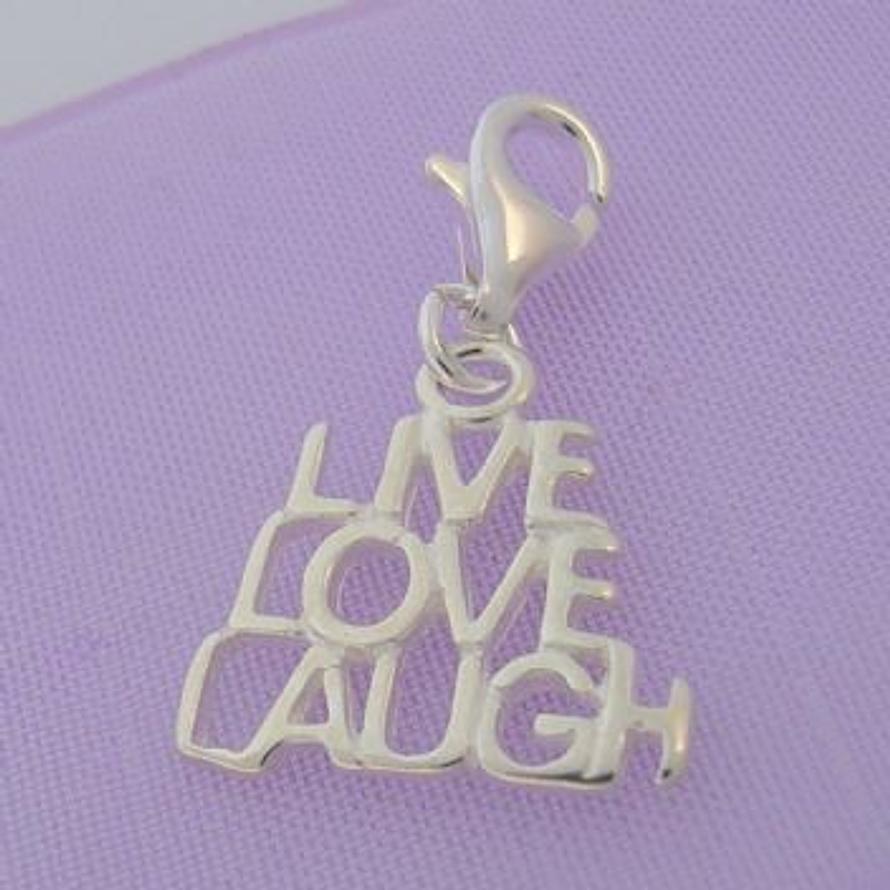 STERLING SILVER LIVE LOVE LAUGH CLIP ON CHARM HR2002