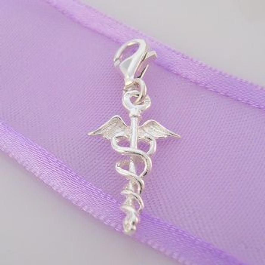 STERLING SILVER MEDICAL INSIGNIA SIGN CLIP ON CHARM HR460