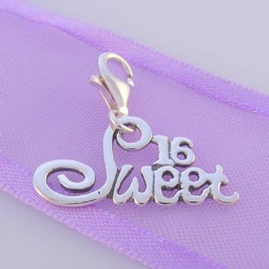 STERLING SILVER 22mm SWEET 16 BIRTHDAY CLIP ON CHARM - TI-01100
