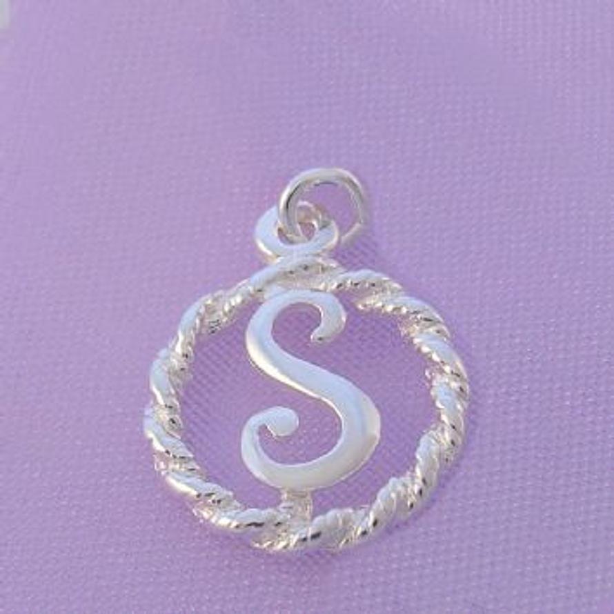 STERLING SILVER 12mm ALPHABET INITIAL TRADITIONAL CHARM LETTER S