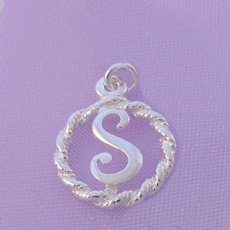 Sterling Silver 12mm Alphabet Initial Traditional Charm Letter S