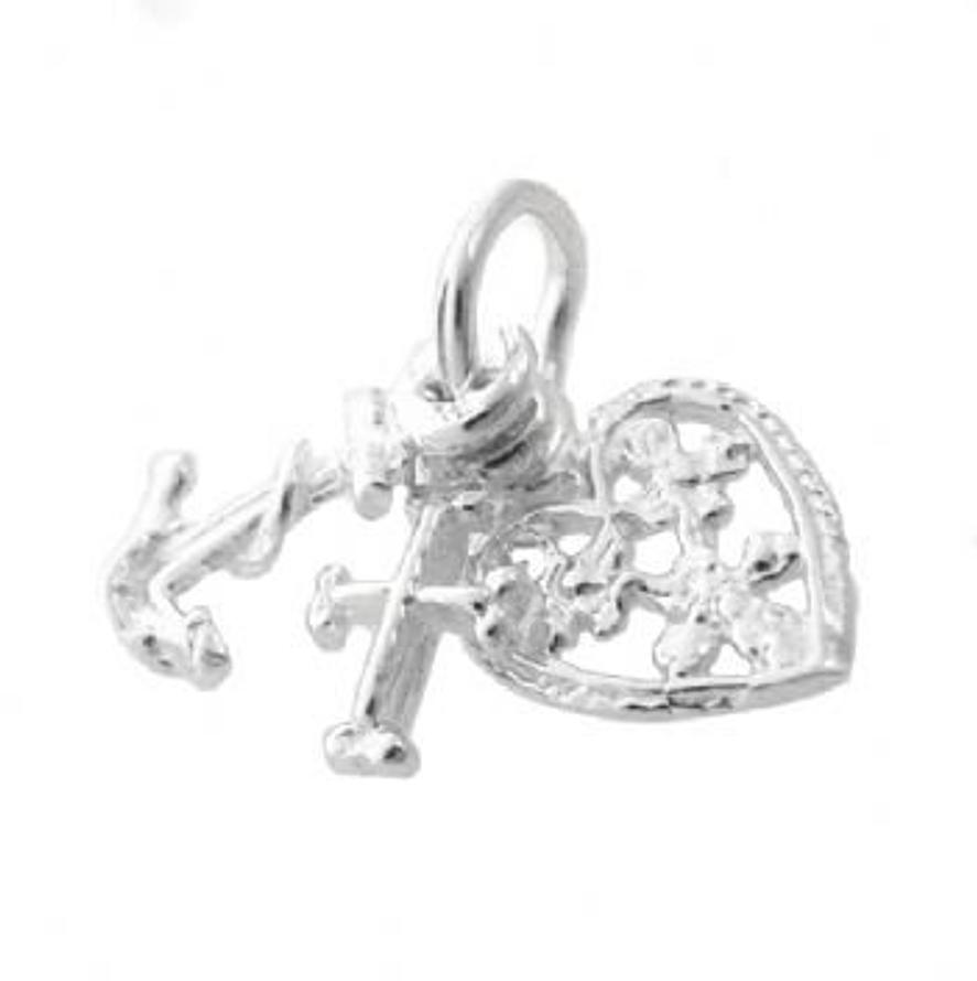 STERLING SILVER FAITH HOPE CHARITY TRADITIONAL CHARM