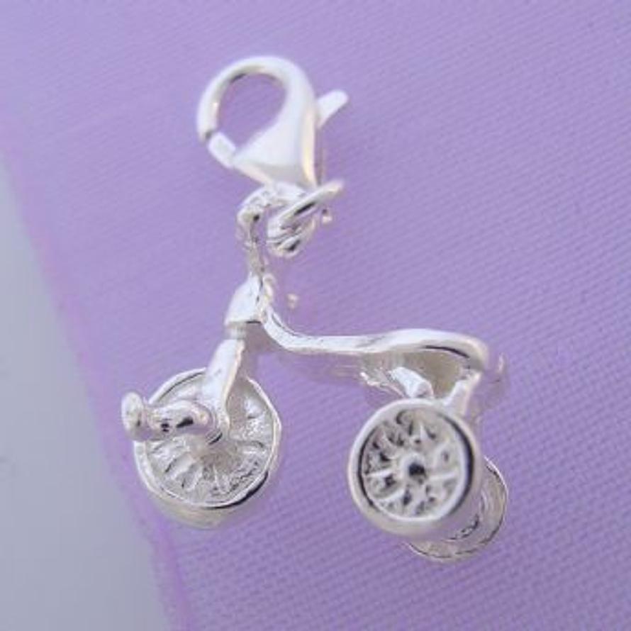 STERLING SILVER CHILDRENS TRICYCLE BIKE CLIP ON CHARM -HR537