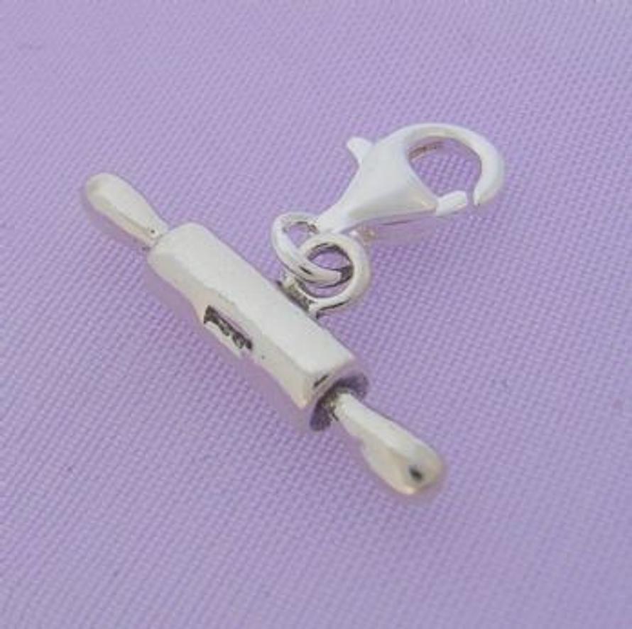 STERLING SILVER KITCHEN ROLLING PIN CLIP ON CHARM - TI-01434