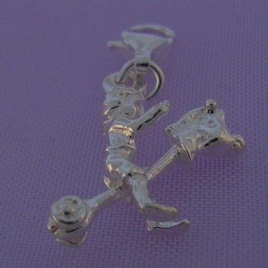 STERLING SILVER LITTLE BOY & HOBBY HORSE CLIP ON CHARM -HR1606