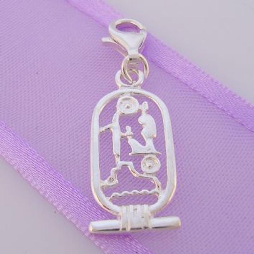 STERLING SILVER EGYPTIAN CARTOUCHE' CLIP ON CHARM - HR1845