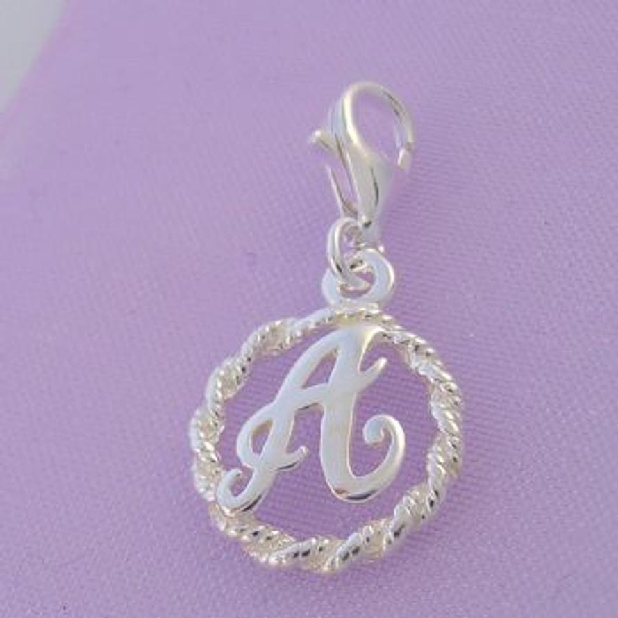 STERLING SILVER 12mm ALPHABET INITIAL CLIP ON CHARM LETTER A -CH-SS-HR1171-A