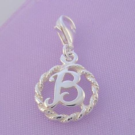 Sterling Silver 12mm Alphabet Initial Clip on Charm Letter B -Ch-Ss-Hr1171-B