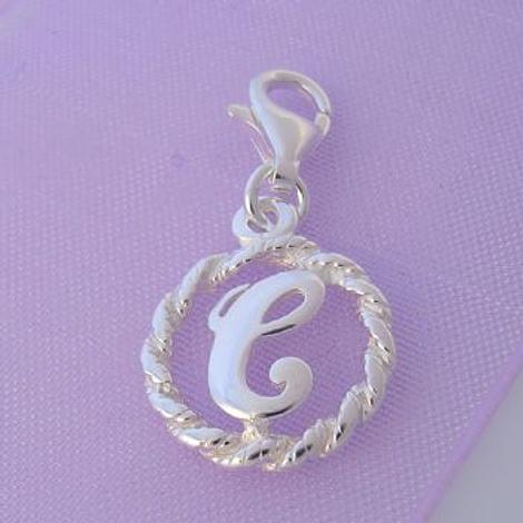 Sterling Silver 12mm Alphabet Initial Clip on Charm Letter C -Ch-Ss-Hr1171-C