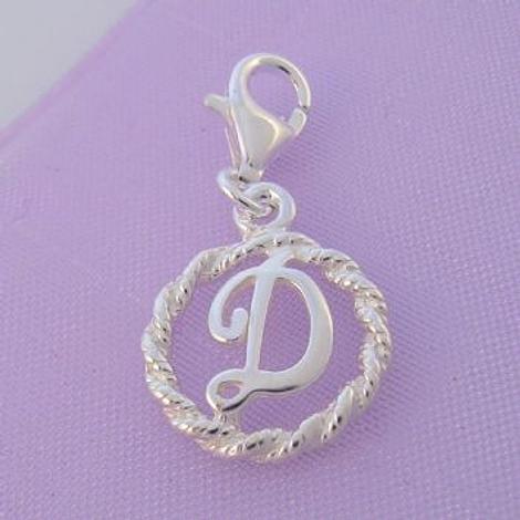 Sterling Silver 12mm Alphabet Initial Clip on Charm Letter D -Ch-Ss-Hr1171-D