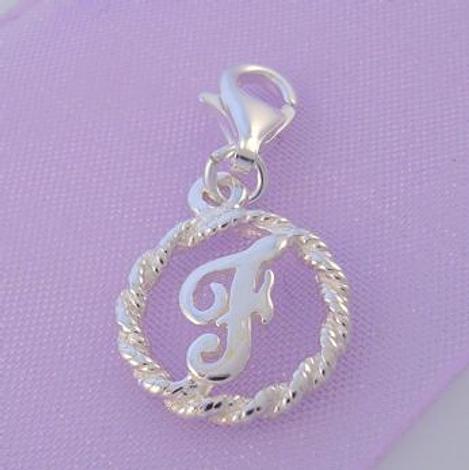 Sterling Silver 12mm Alphabet Initial Clip on Charm Letter F -Ch-Ss-Hr1171-F