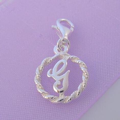 Sterling Silver 12mm Alphabet Initial Clip on Charm Letter G -Ch-Ss-Hr1171-G