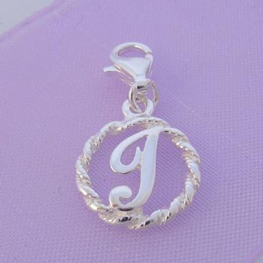 STERLING SILVER 12mm ALPHABET INITIAL CLIP ON CHARM LETTER J -CH-SS-HR1171-J
