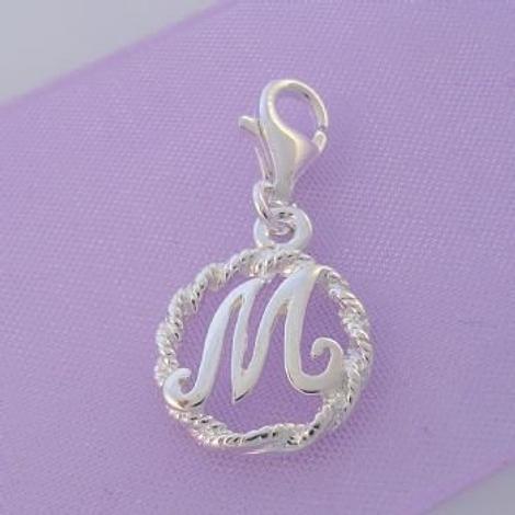 Sterling Silver 12mm Alphabet Initial Clip on Charm Letter M -Ch-Ss-Hr1171-M
