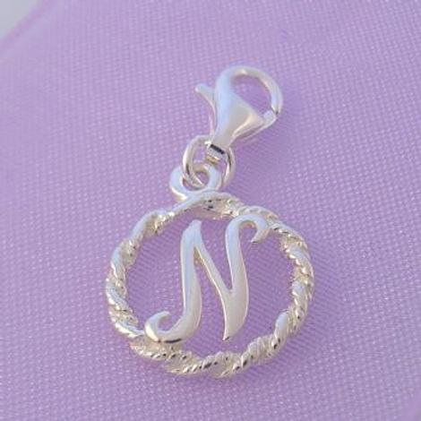 Sterling Silver 12mm Alphabet Initial Clip on Charm Letter N -Ch-Ss-Hr1171-N