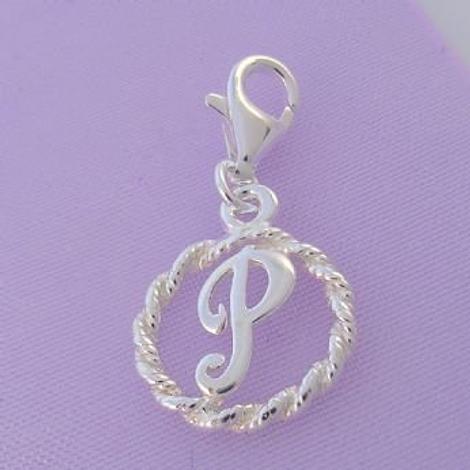 Sterling Silver 12mm Alphabet Initial Clip on Charm Letter P -Ch-Ss-Hr1171-P