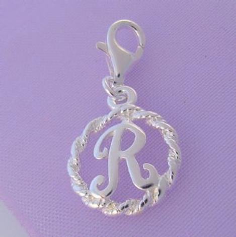 Sterling Silver 12mm Alphabet Initial Clip on Charm Letter R -Ch-Ss-Hr1171-R