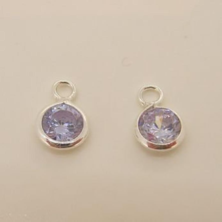 STERLING SILVER 5mm LILAC CZ ROUND SLEEPER CHARMS -C-SS-5mmCZround-lilac