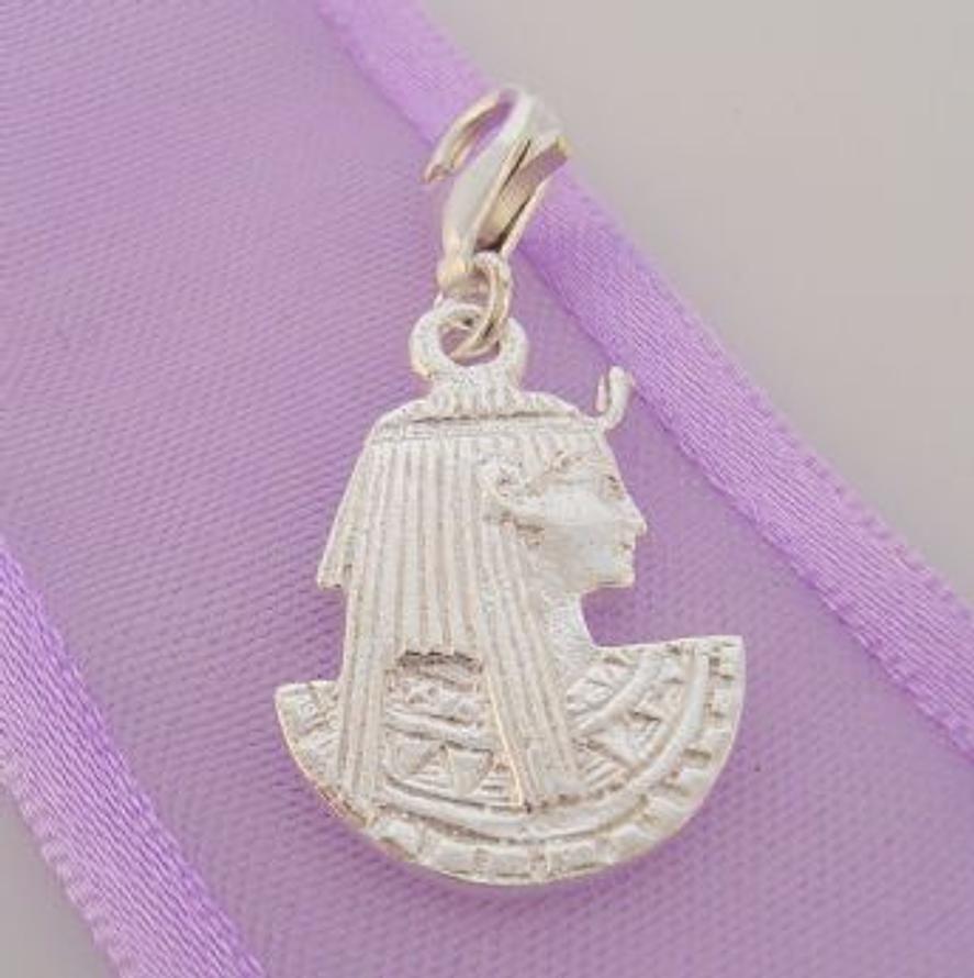 STERLING SILVER EGYPTIAN QUEEN NEFERTITI CLIP ON CHARM - HR2553