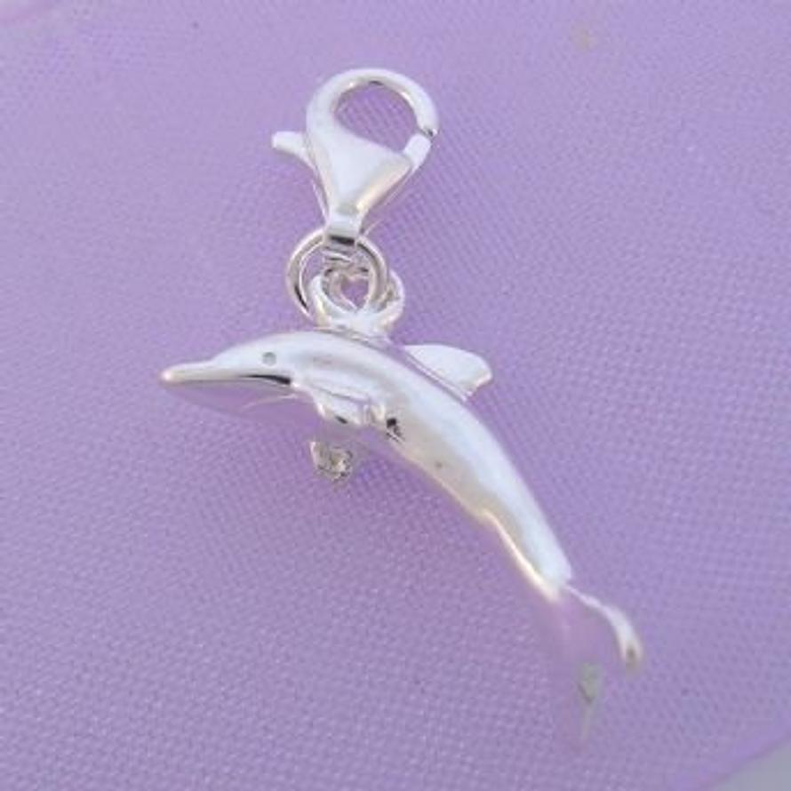 STERLING SILVER SEA MARINE DOLPHIN CLIP ON CHARM - HR49