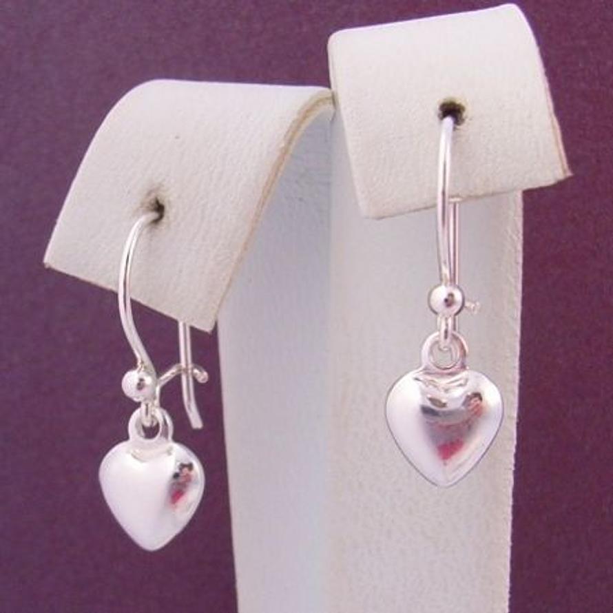 STERLING SILVER 6mm HEART CHARM BALL and SAFETY HOOK EARRINGS
