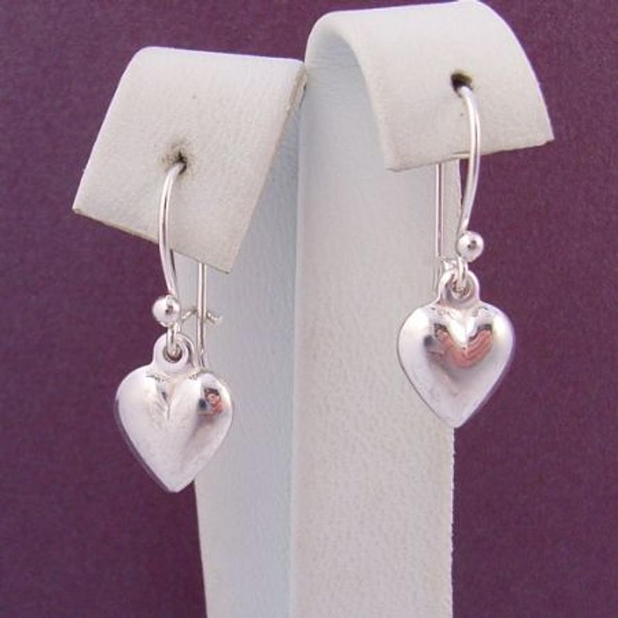 STERLING SILVER 8mm HEART CHARM BALL and SAFETY HOOK EARRINGS