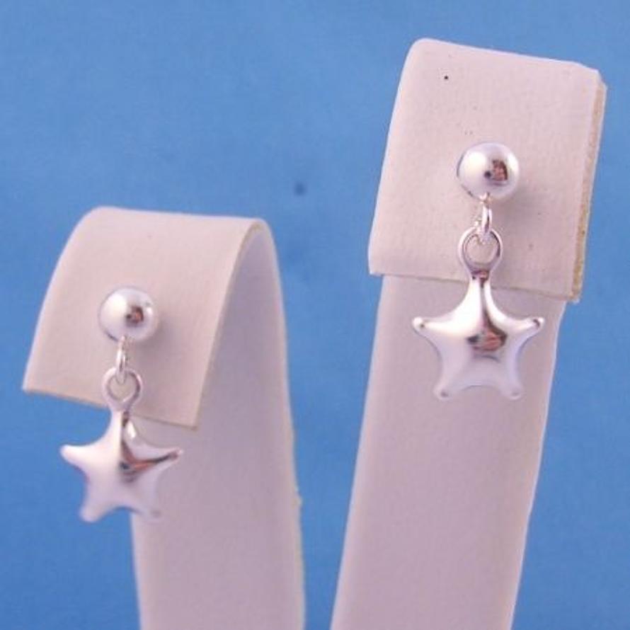 STERLING SILVER 4mm BALL and 7mm STAR CHARM BALL STUD EARRINGS