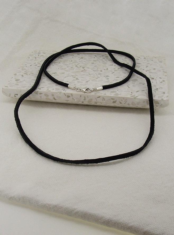 Sterling Silver Black Suede Necklace Chain