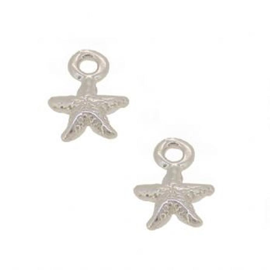 STERLING SILVER 7mm TWO STARFISH for SLEEPER EARRING CHARMS