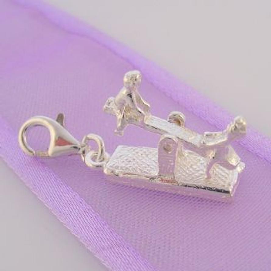 STERLING SILVER CHILDREN ON MOVING SEE SAW CLIP CHARM -HR1671