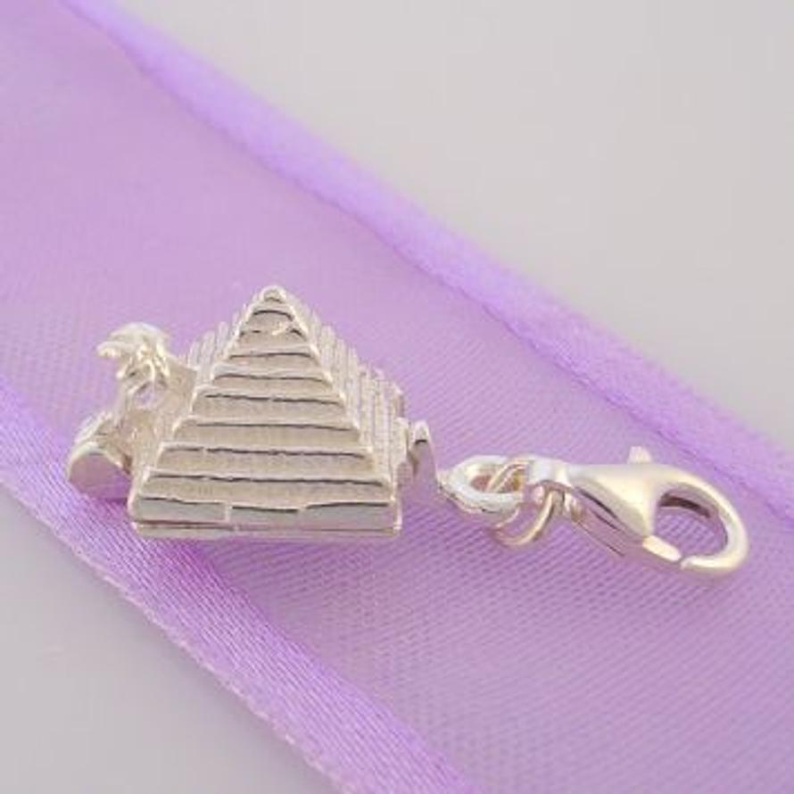 STERLING SILVER EGYPTIAN PYRAMID OPENS CLIP ON CHARM - HR1841