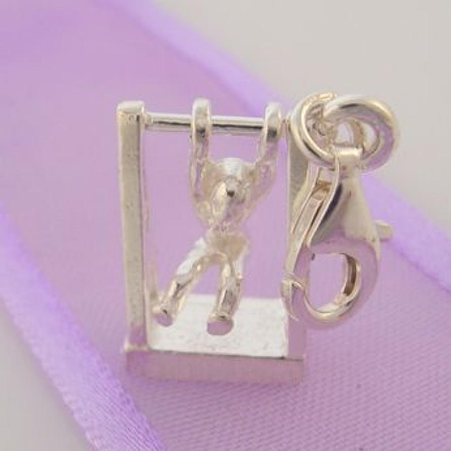 STERLING SILVER 10mm CHILD ON MONKEY BARS CLIP ON CHARM -HR2881