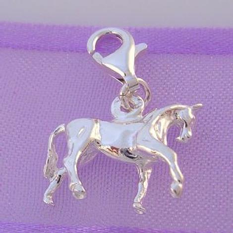 Sterling Silver 16mm Riding Horse Clip on Charm - Hr856