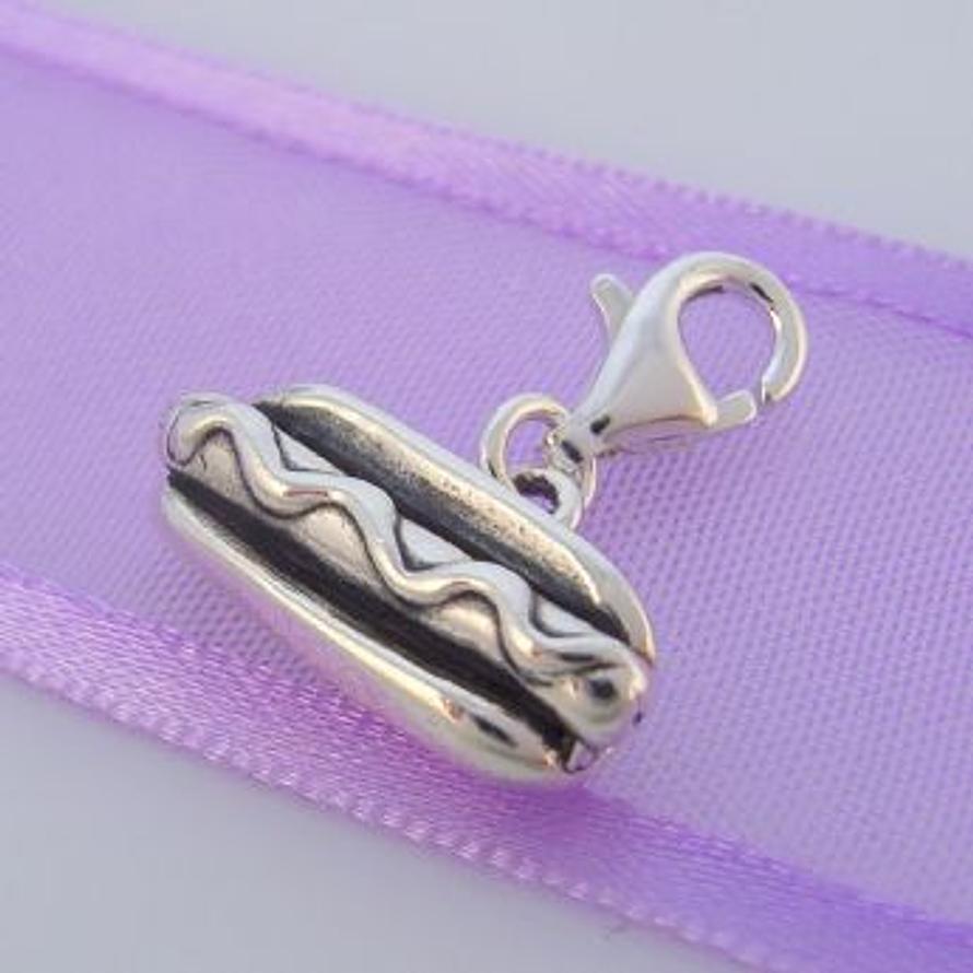 STERLING SILVER HOT DOG CLIP ON CHARM - TI-01498