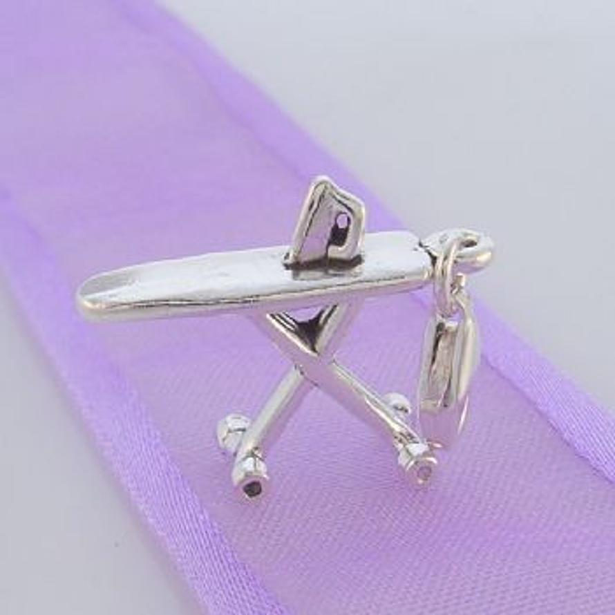 STERLING SILVER IRON AND IRONING BOARD 20mm CLIP ON CHARM - TI-09579