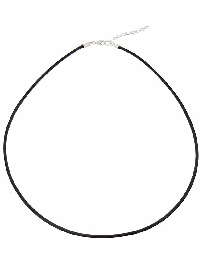 Sterling Silver 2mm Leather Cord Chain Necklace in Black