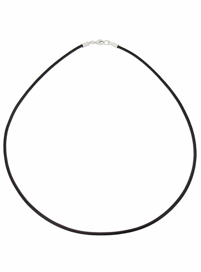 Sterling Silver 2mm Leather Cord Chain Necklace in Black