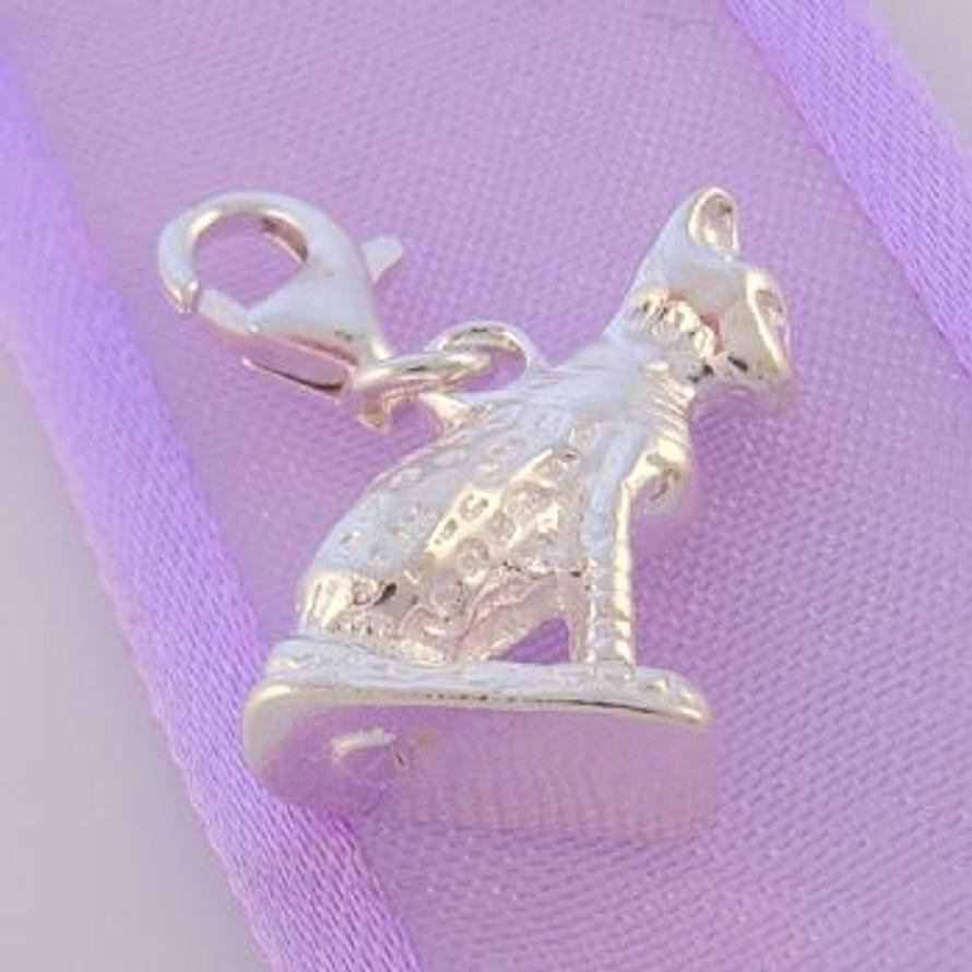 STERLING SILVER EGYPTIAN BAAST CAT CLIP ON CHARM - HR1857