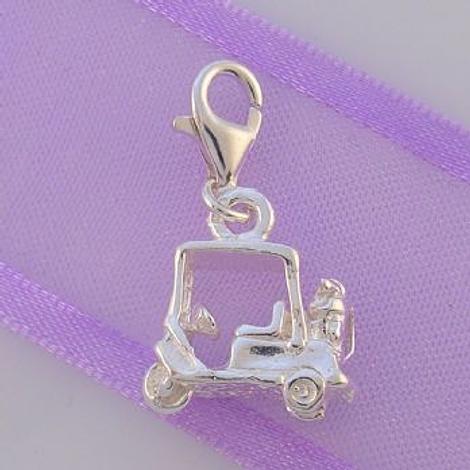 Sterling Silver Golf Buggy Cart Clip on Charm - Hrkb39