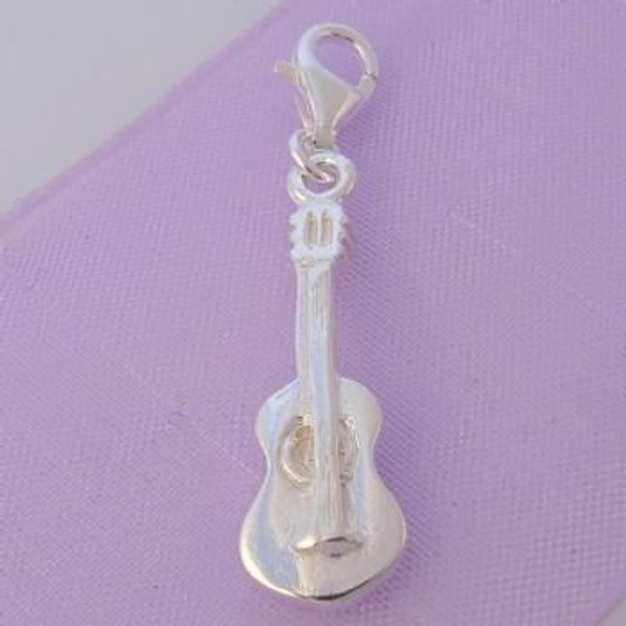STERLING SILVER GUITAR MUSIC CLIP ON CHARM - HR721