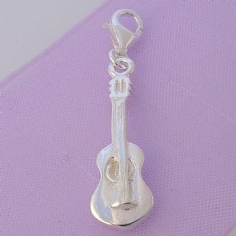 Sterling Silver Guitar Music Clip on Charm - Hr721
