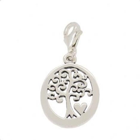Sterling Silver 14mmoval Family Tree of Life Clip on Charm Pendant